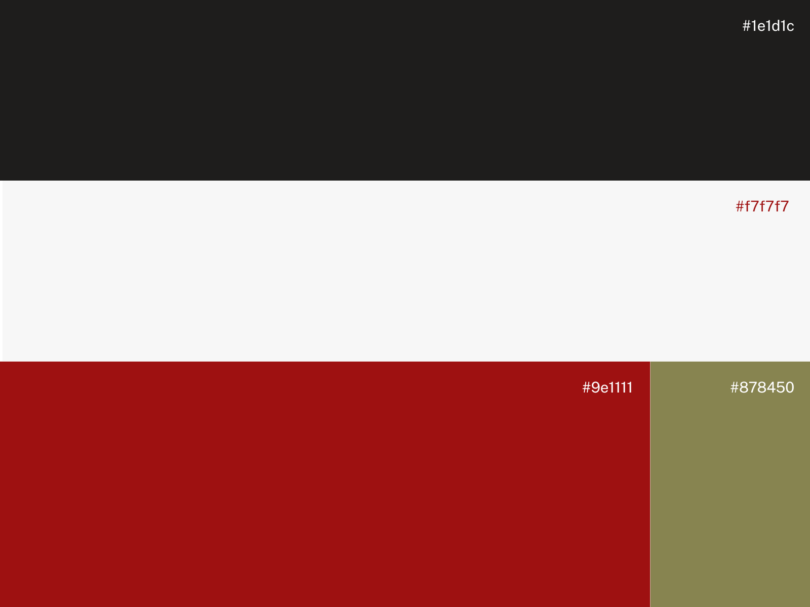 Paleta de colores de marca jalapeño: negro, blanco, rojo y oliva